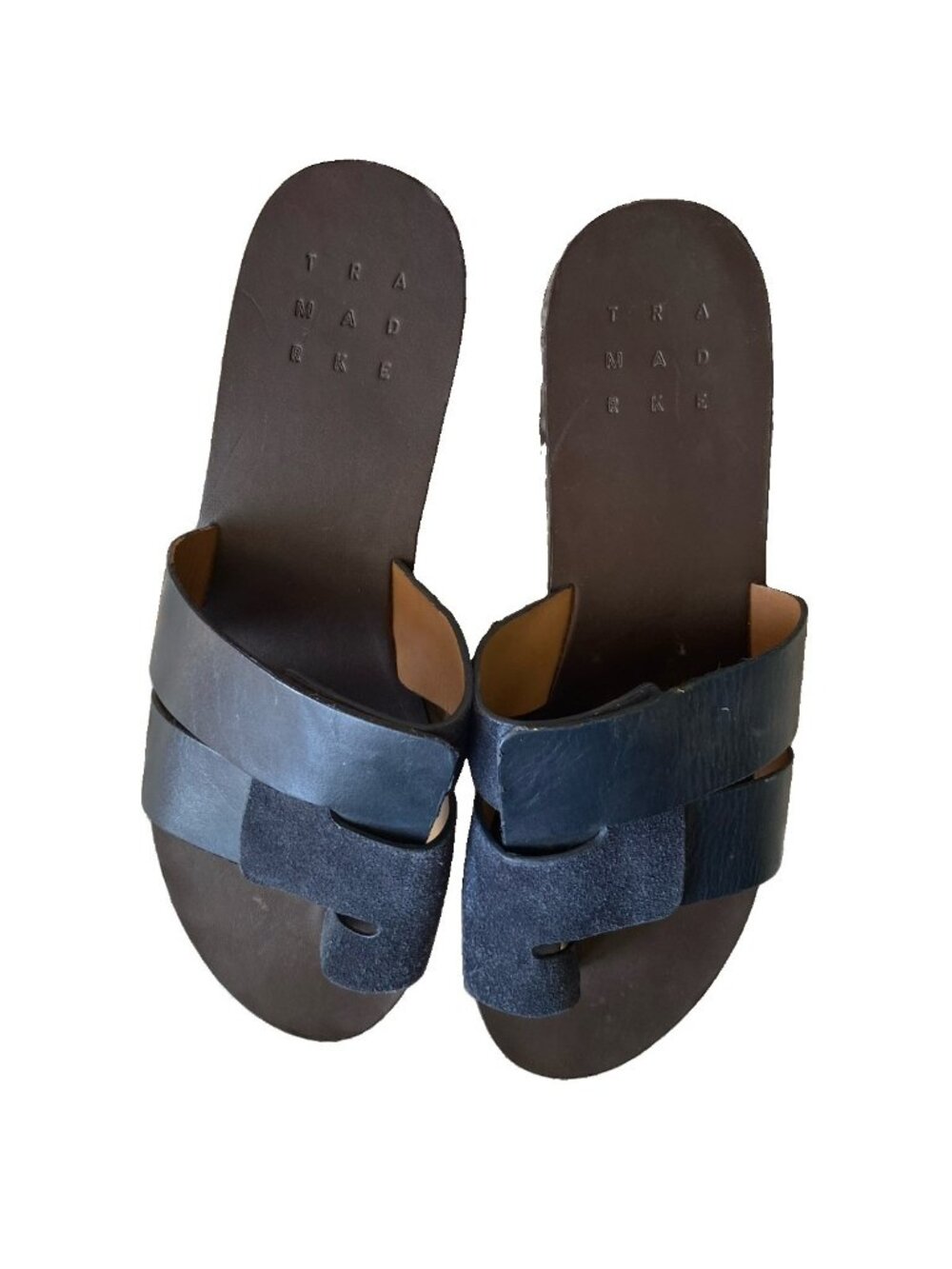 Trademark Cadiz Sandals Slides Navy Blue 9B Suede Shoes Sandal $348